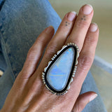 The Shadowbox Ring- Rainbow Moonstone and Sterling Silver- Finished to Size or as a Pendant