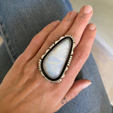 The Shadowbox Ring- Rainbow Moonstone and Sterling Silver- Finished to Size or as a Pendant