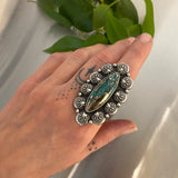 The Sweetheart Ring 2- Morenci II Turquoise and Sterling Silver- Finished to Size or as a Pendant