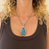 The Morenci II Nova Necklace- Morenci II Turquoise and Sterling Silver- 18" 5mm Sterling Bead Chain Included