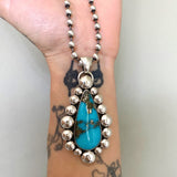 The Morenci II Nova Necklace- Morenci II Turquoise and Sterling Silver- 18" 5mm Sterling Bead Chain Included