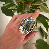 The Cosmic Portal Ring 2- Morenci II Turquoise and Sterling Silver- Finished to Size or as a Pendant