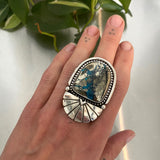 The Cosmic Portal Ring 2- Morenci II Turquoise and Sterling Silver- Finished to Size or as a Pendant