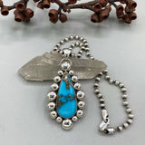 The Morenci II Nova Necklace- Morenci II Turquoise and Sterling Silver- 18" 5mm Sterling Bead Chain Included