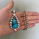 The Morenci II Nova Necklace- Morenci II Turquoise and Sterling Silver- 18" 5mm Sterling Bead Chain Included