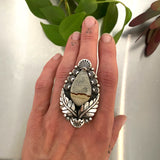 The Nightbloom Ring- Chicken Track Jasper and Sterling Silver- Finished to Size or as a Pendant