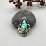 The Nightbloom Ring- Natural High Grade Royston Turquoise and Sterling Silver- Finished to Size or as a Pendant