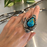 The Nightbloom Ring- Royston Turquoise and Sterling Silver- Finished to Size or as a Pendant