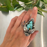 The Nightbloom Ring- Natural High Grade Royston Turquoise and Sterling Silver- Finished to Size or as a Pendant