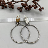 The Desert Bloom Large Hoop Earrings- Owyhee Jasper and Sterling Silver- Post Earrings for Pierced Ears