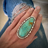 The Palisades Ring- Tyrone Turquoise and Sterling Silver- Finished to Size or as a Pendant