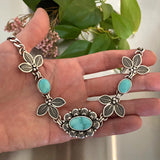 The Plumeria Collar- Royston and Kingman Turquoise and Sterling Silver- 16"-18"