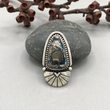 The Cosmic Portal Ring- Morenci II Turquoise and Sterling Silver- Finished to Size or as a Pendant