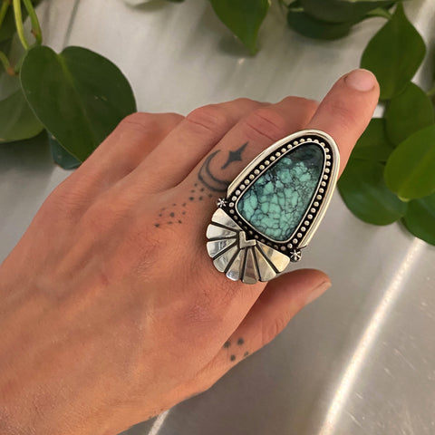 The Cosmic Portal Ring- Black Bridge Variscite and Sterling Silver- Finished to Size or as a Pendant
