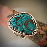 The Poseidon Cuff- Size M/L- Bamboo Mountain Turquoise and Sterling Silver Bracelet