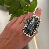 The Reverberation Ring- Morenci II Turquoise and Sterling Silver- Finished to Size or as a Pendant