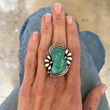 The Ripple Ring- Natural Royston Turquoise and Sterling Silver- Finished to Size or as a Pendant