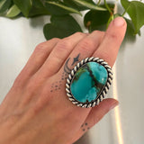 The Riptide Ring- Bamboo Mountain Turquoise and Sterling Silver- Finished to Size or as a Pendant