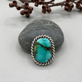 The Riptide Ring- Bamboo Mountain Turquoise and Sterling Silver- Finished to Size or as a Pendant