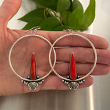 The Eternal Flame Large Hoop Earrings- Rosarita and Sterling Silver- For Pierced Ears