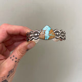 The Desert Rose Cuff- Size S/M- Natural Royston Turquoise and Stamped Sterling Silver Bracelet