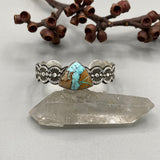 The Desert Rose Cuff- Size S/M- Natural Royston Turquoise and Stamped Sterling Silver Bracelet