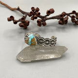 The Desert Rose Cuff- Size S/M- Natural Royston Turquoise and Stamped Sterling Silver Bracelet