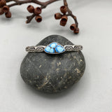 Chunky Stamped Stacker Cuff- Size S/M- Natural Golden Hills Turquoise and Chunky Sterling Silver Bracelet