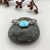 Heavyweight Stamped Cuff- Size S/M- Natural Royston Turquoise and Chunky Sterling Silver Bracelet