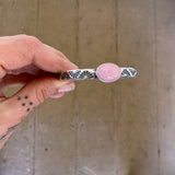 Heavyweight Stamped Cuff- Size S/M- Pink Conch and Chunky Sterling Silver Bracelet