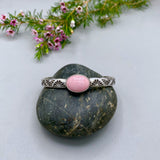 Heavyweight Stamped Cuff- Size S/M- Pink Conch and Chunky Sterling Silver Bracelet