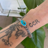 Chunky Stamped Stacker Cuff- Size S/M- Royston Turquoise and Chunky Sterling Silver Bracelet