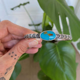 Chunky Stamped Stacker Cuff- Size S/M- Royston Turquoise and Chunky Sterling Silver Bracelet