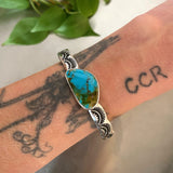Heavyweight Stamped Cuff- Size S/M- Royston Turquoise and Chunky Sterling Silver Bracelet