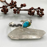 Heavyweight Stamped Cuff- Size S/M- Royston Turquoise and Chunky Sterling Silver Bracelet