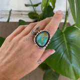 The Shadowbox Ring- Natural Royston Turquoise and Sterling Silver- Finished to Size or as a Pendant