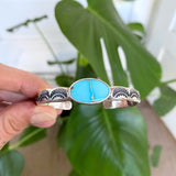Heavyweight Stamped Cuff- Size S/M- Natural Royston Turquoise and Chunky Sterling Silver Bracelet