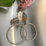 The Shield Large Hoop Earrings- Polychrome Jasper and Sterling Silver- Post Earrings for Pierced Ears