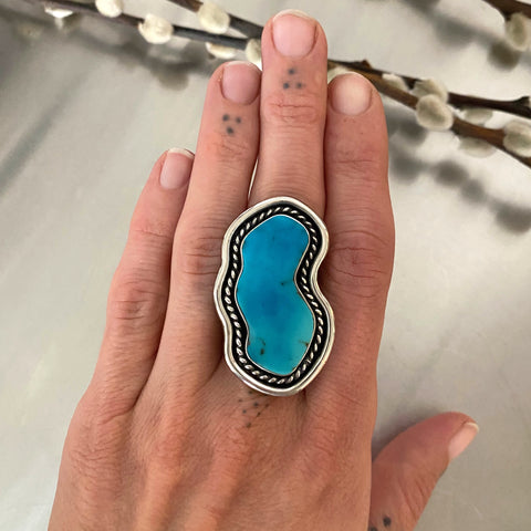 The Sidewinder Ring- Kingman Turquoise and Sterling Silver- Finished to Size or as a Pendant