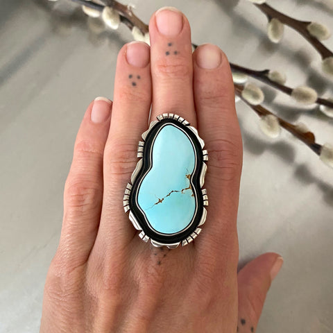 The Silhouette Ring- Natural High-Grade Royston Turquoise and Sterling Silver- Finished to Size or as a Pendant