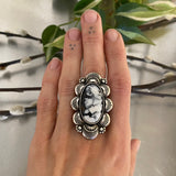 The Snow Globe Ring- Natural White Buffalo and Sterling Silver- Finished to Size or as a Pendant