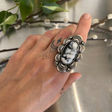 The Snow Globe Ring- Natural White Buffalo and Sterling Silver- Finished to Size or as a Pendant