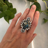 The Solstice Ring- Morenci II Turquoise and Sterling Silver- Finished to Size or as a Pendant