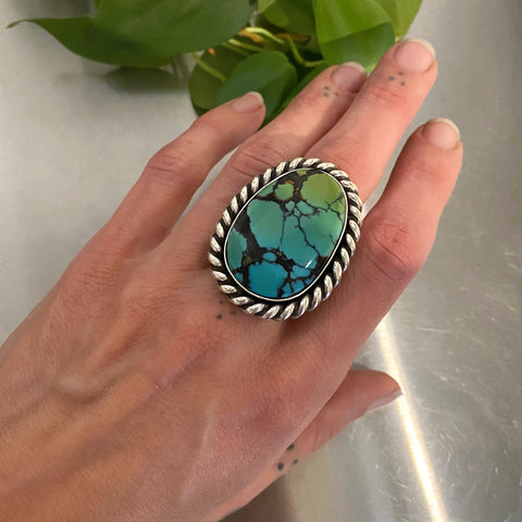 The Spellbound Ring- Moon River Turquoise and Sterling Silver- Finished to Size or as a Pendant