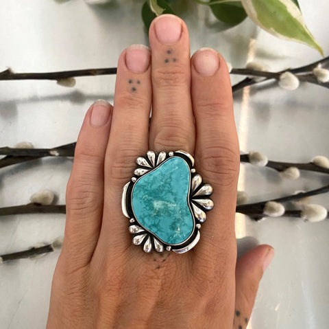 The Ripple Ring 2- Natural Royston Turquoise and Sterling Silver- Finished to Size or as a Pendant