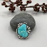 The Ripple Ring 2- Natural Royston Turquoise and Sterling Silver- Finished to Size or as a Pendant