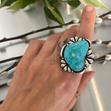 The Ripple Ring 2- Natural Royston Turquoise and Sterling Silver- Finished to Size or as a Pendant