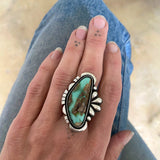 The Splash Ring- Natural Royston Turquoise and Sterling Silver- Finished to Size or as a Pendant