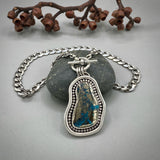 The Squiggle Necklace- Morenci II Turquoise and Sterling Silver Heavyweight Necklace Toggle Necklace