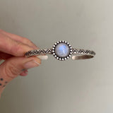Stamped Stacker Cuff- Size S/M- Rainbow Moonstone and Sterling Silver Bracelet